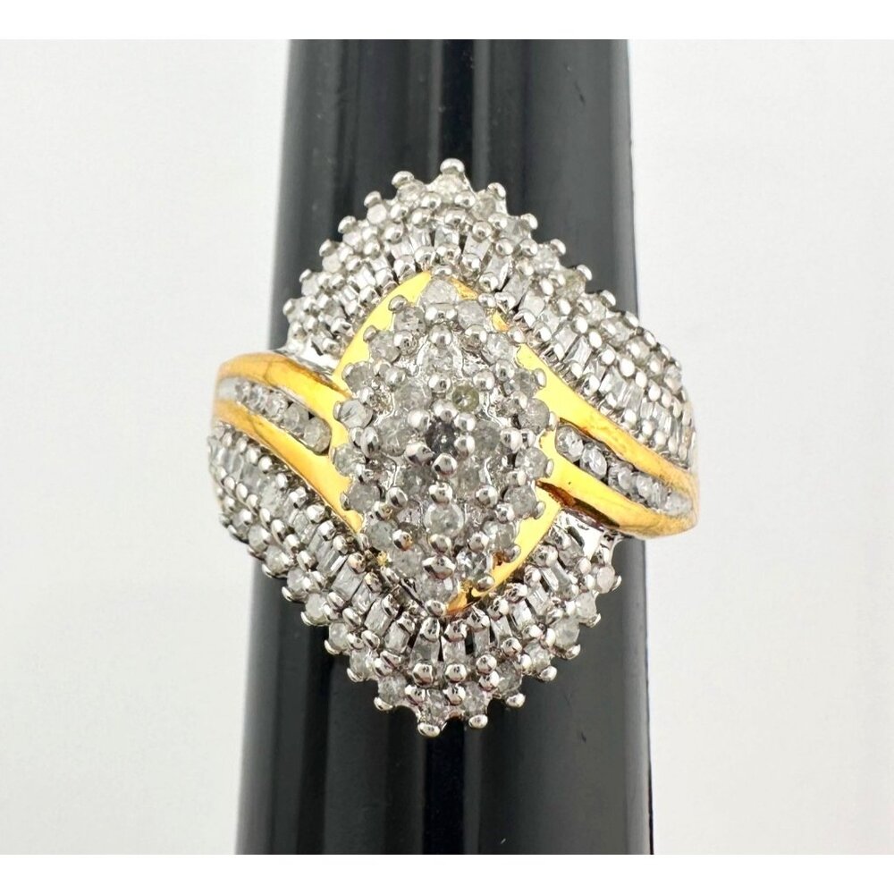1/2 Carat Marquise Lab Created Diamond Ring with Gold Overlay Size 7